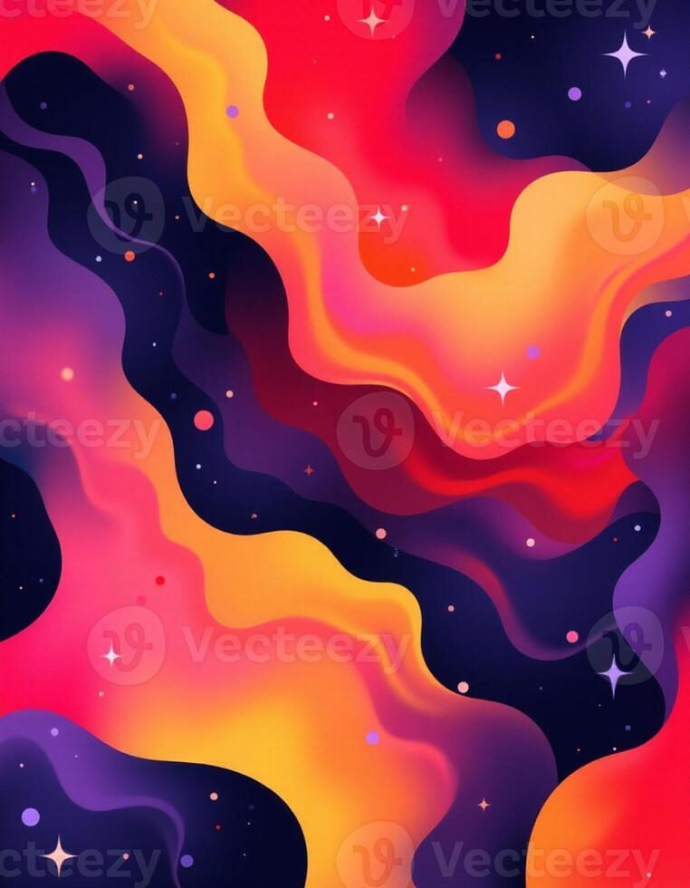 Colorful abstract background with stars and clouds photo