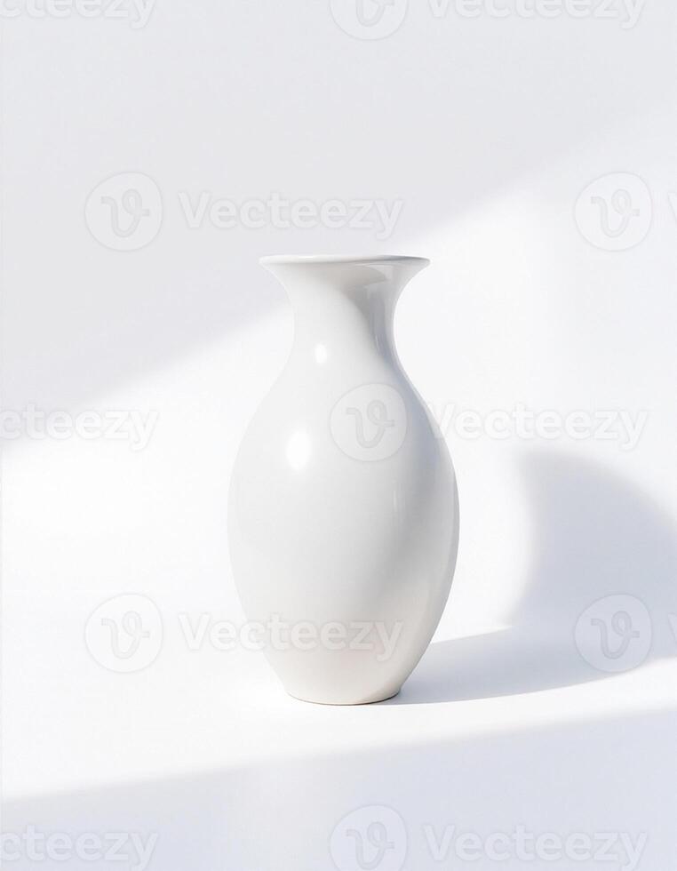 Matte Slim Vase with Angular Rim in Studio Scene photo