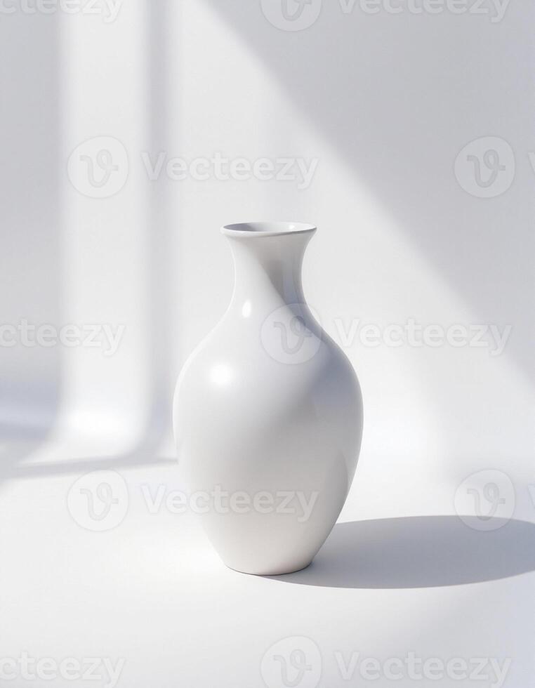 Glossy Curved Vase with Slender Neck photo