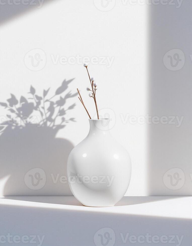 Shiny Egg Pot with Gentle Branch Shadows photo