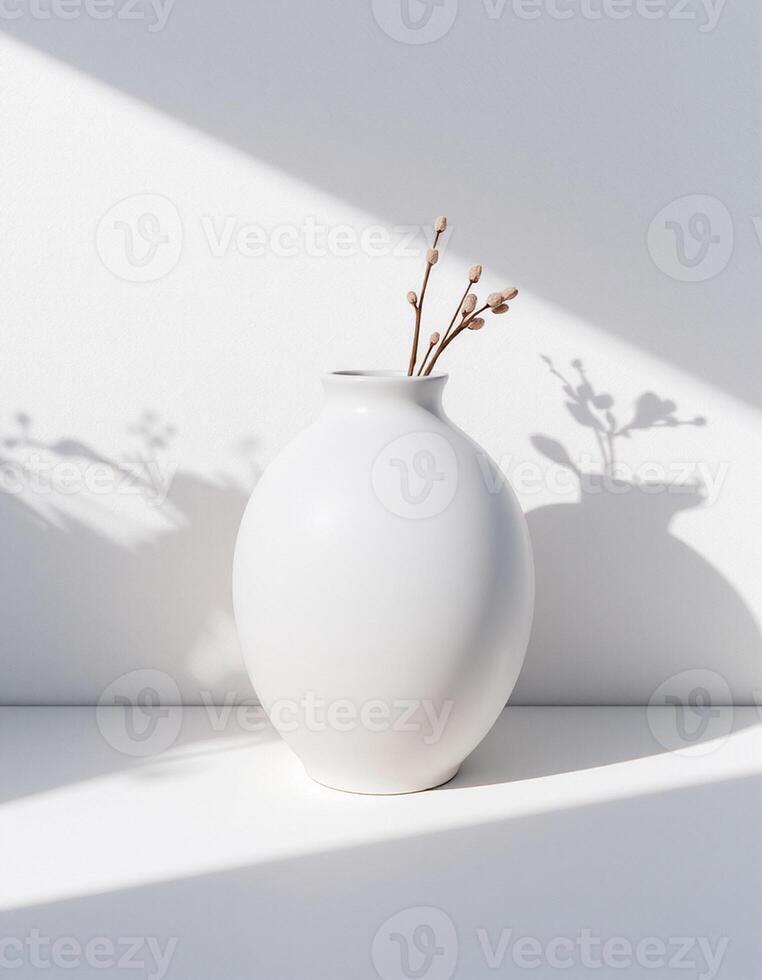 Classic White Vase with Bright Blossom Cluster photo