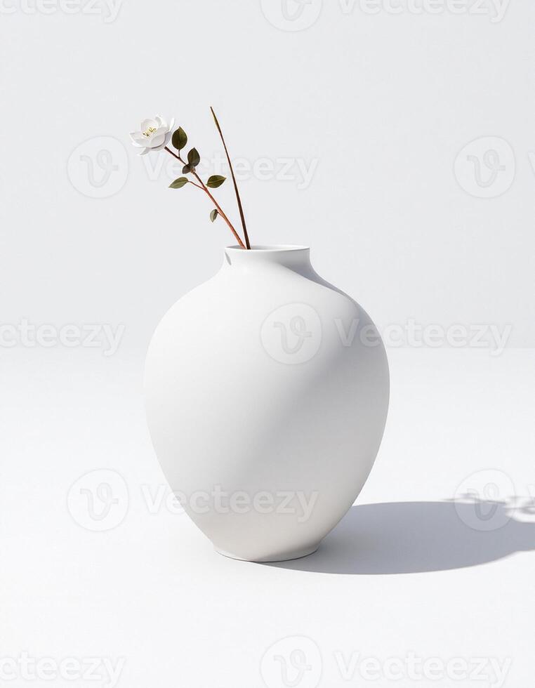Minimal Vase with Tiny Bud and Long Shadow photo