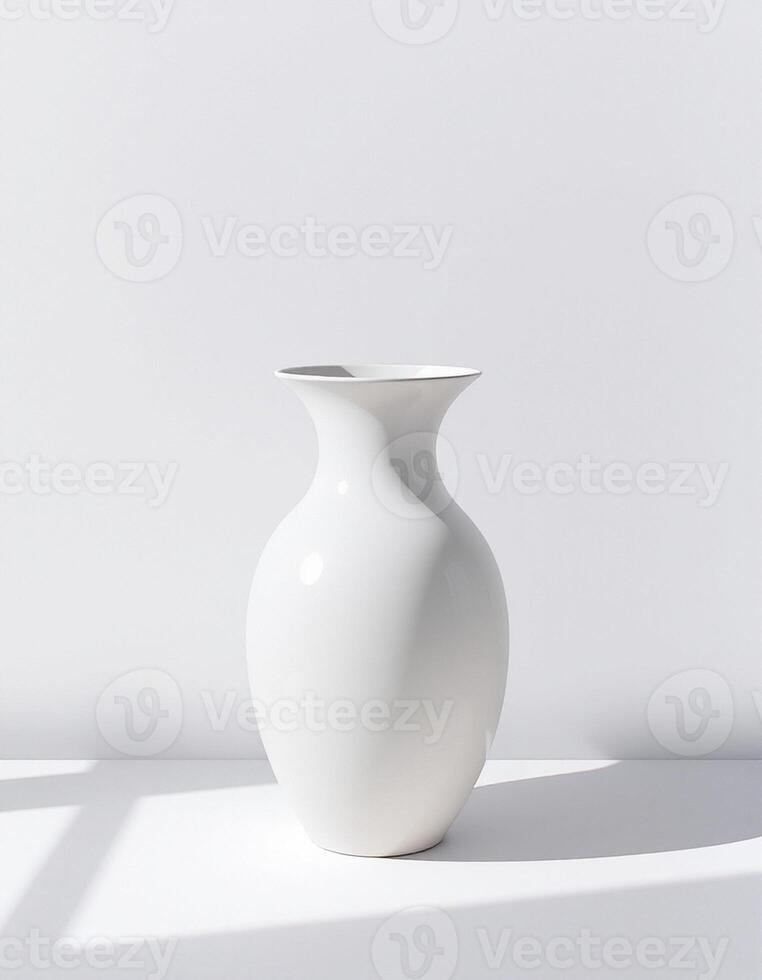 Tall White Pot with Soft Side Light and Cast Shadow photo