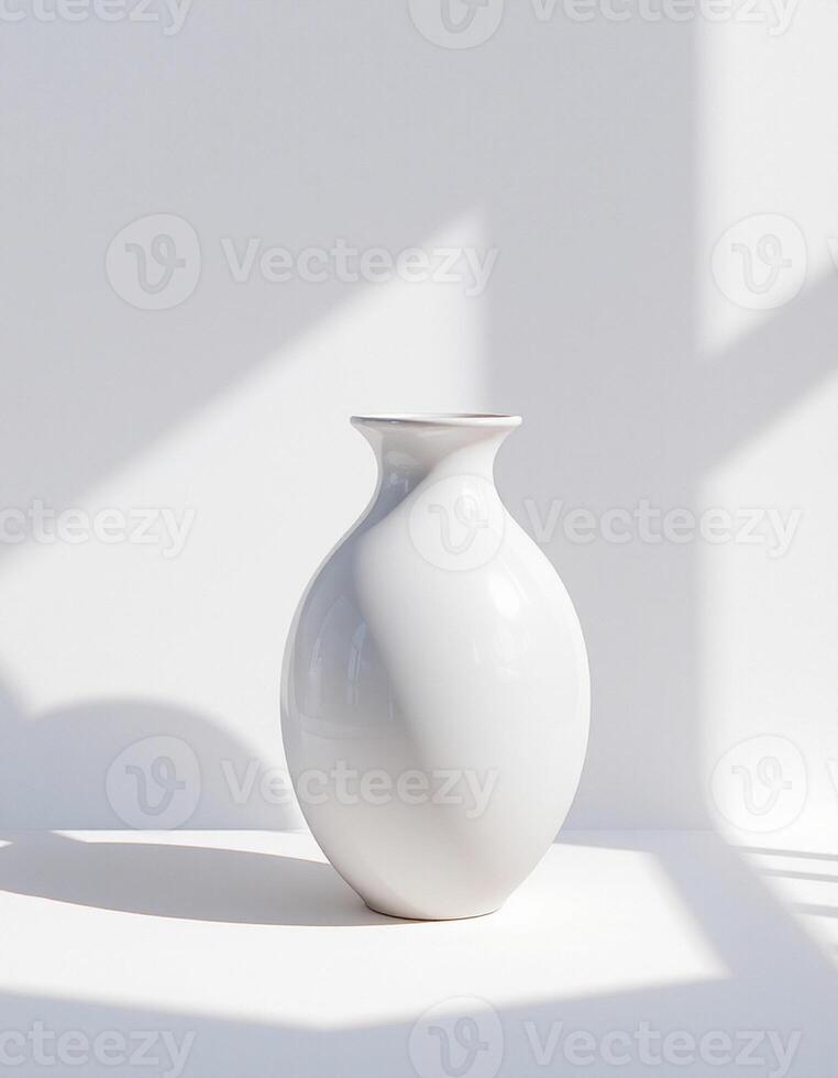 Shiny Ceramic Vase with Bold Shadow Silhouette photo