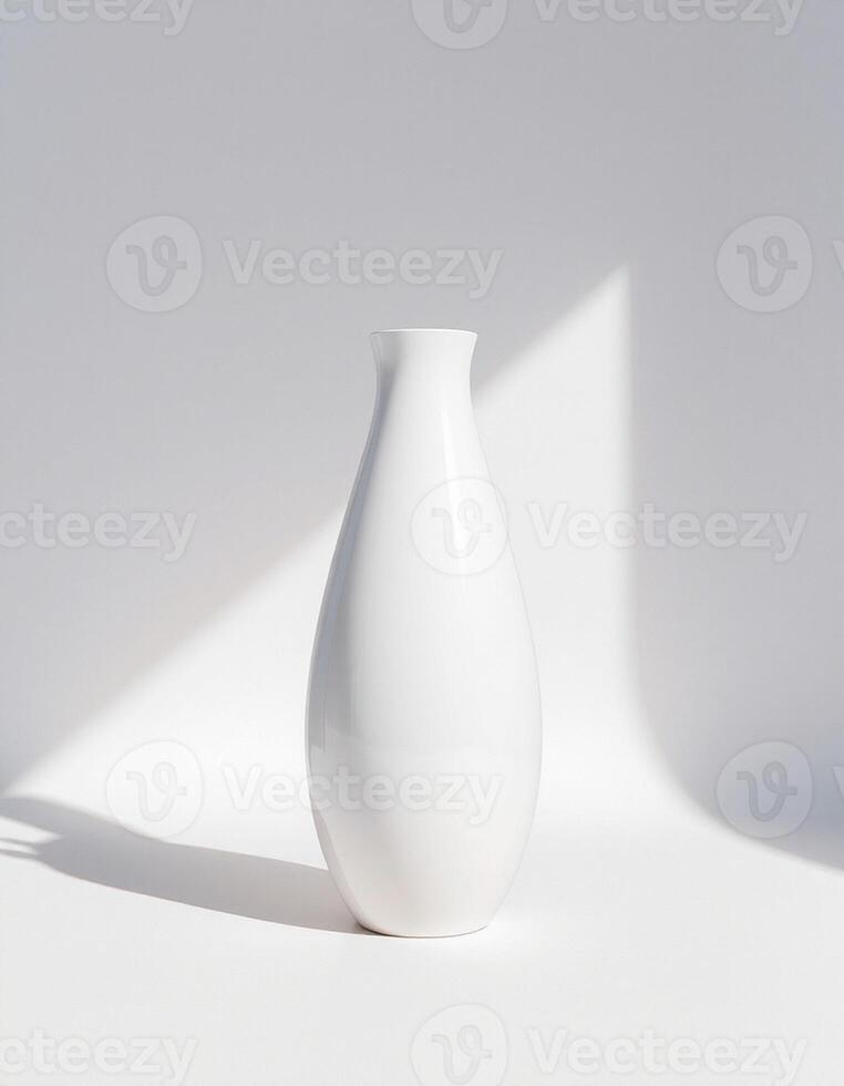Tall Slender White Vase in Natural Light photo