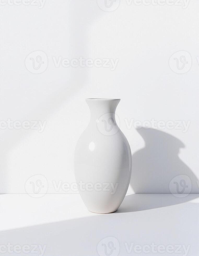 Minimal White Vase with Clean Studio Shadow photo