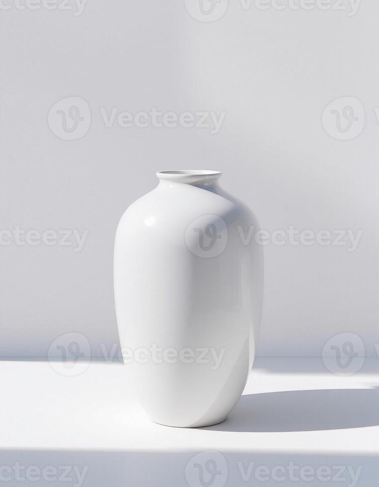 Modern Ceramic Vase with Clean Sunlight on Bunch photo
