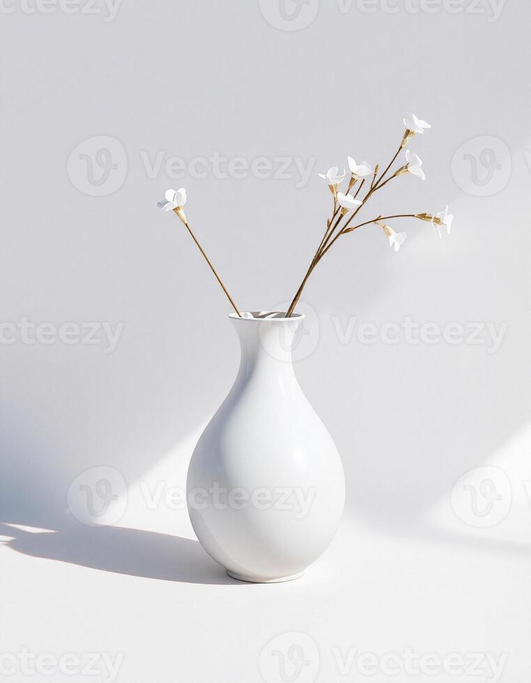 Neutral Light Pottery with Soft Floral Shadow photo