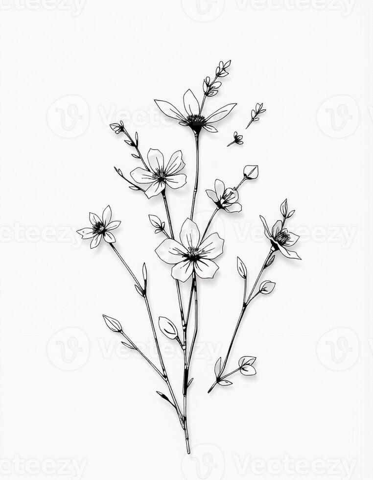 A drawing of flowers on a white background photo