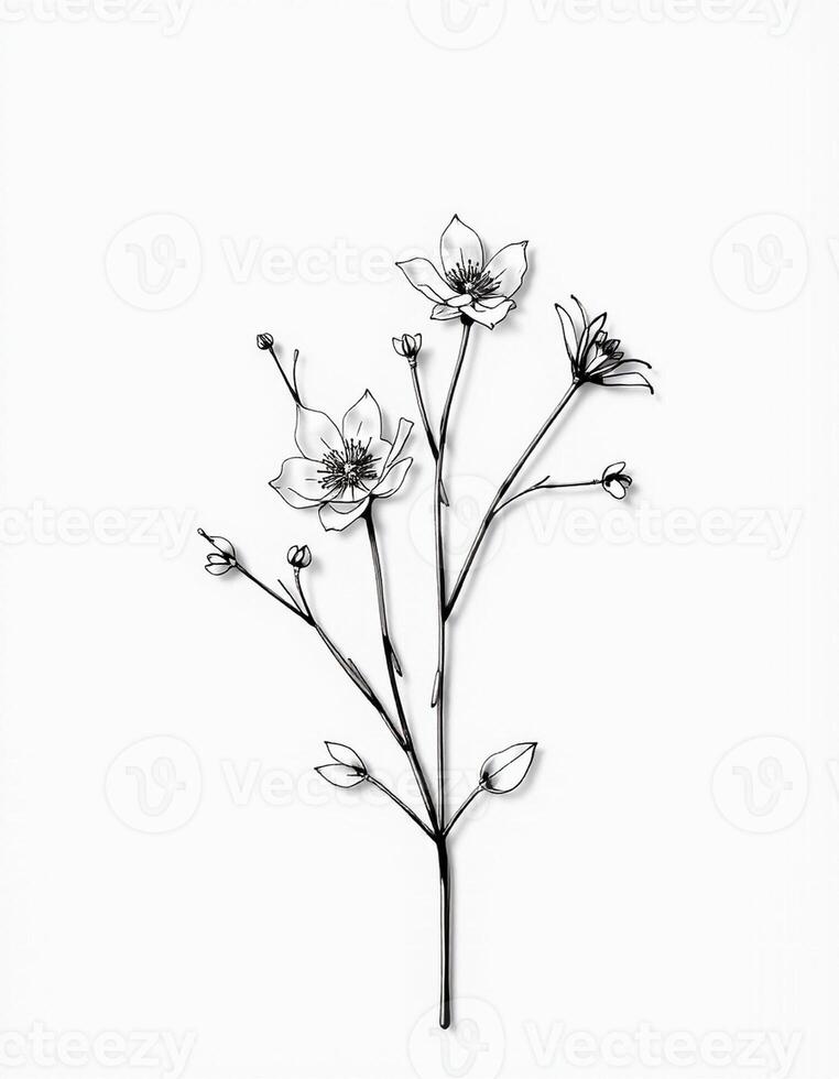 A drawing of a flower on a white background photo