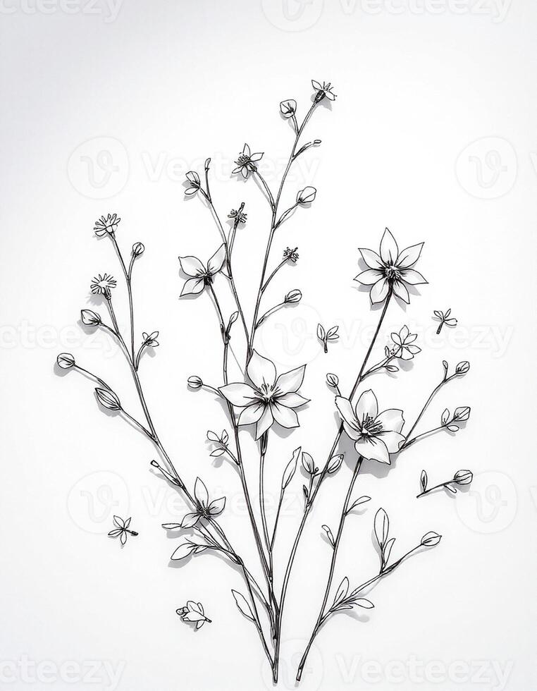 A drawing of a flower on a white wall photo