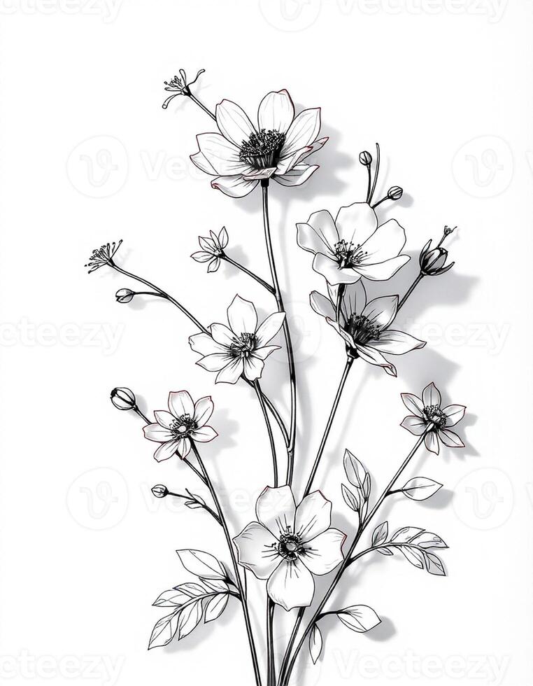 A drawing of a bouquet of flowers photo