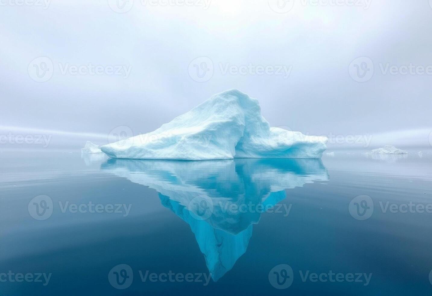 Iceberg in the ocean with fog and clouds photo