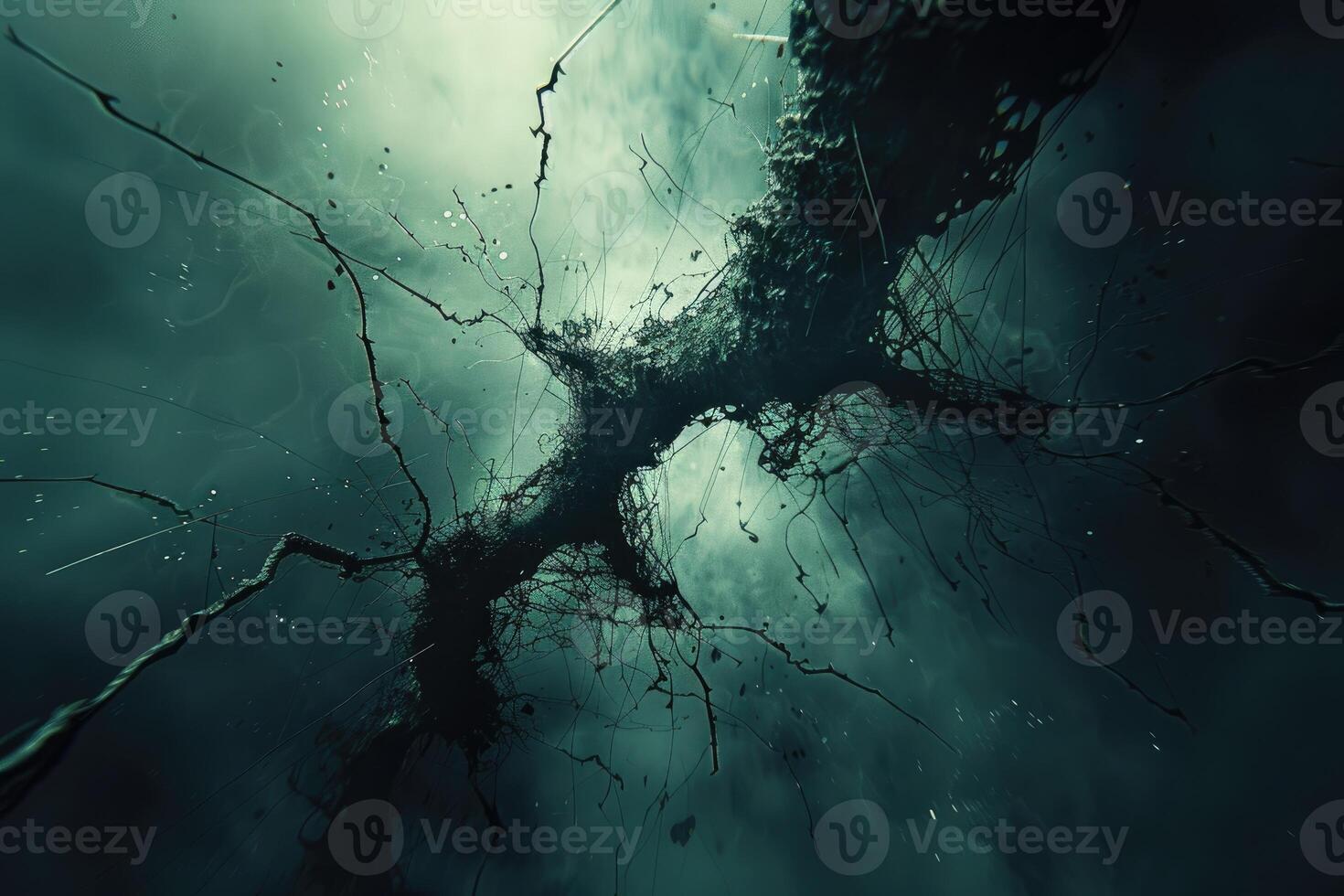 A mesmerizing abstract design of fractured forms in dark tones. photo