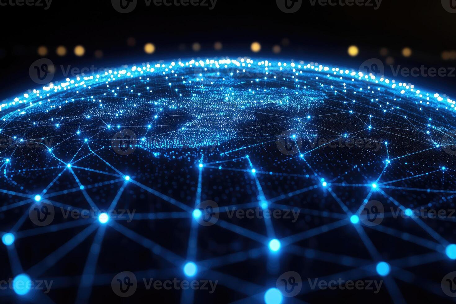Global network connection design with glowing points photo