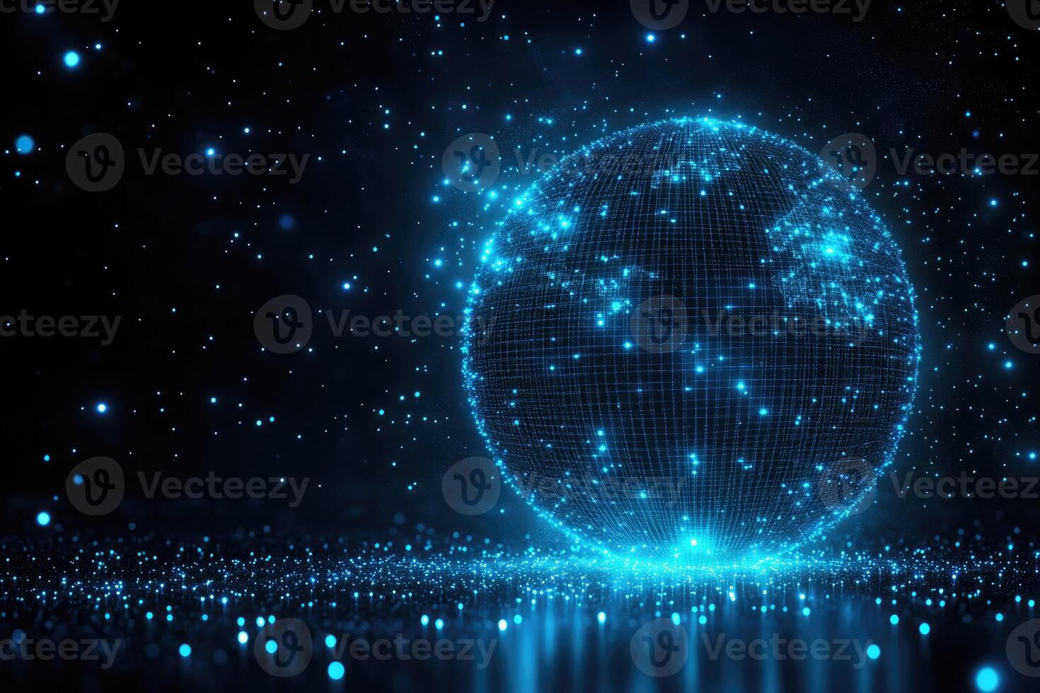 Digital representation of planet Earth in a cosmic environment. photo