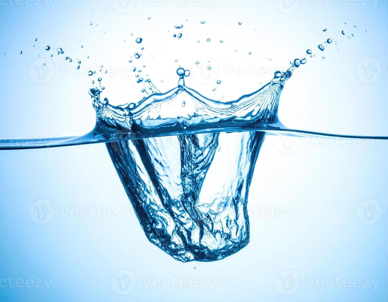 A water droplet's dynamic splash in still water. photo