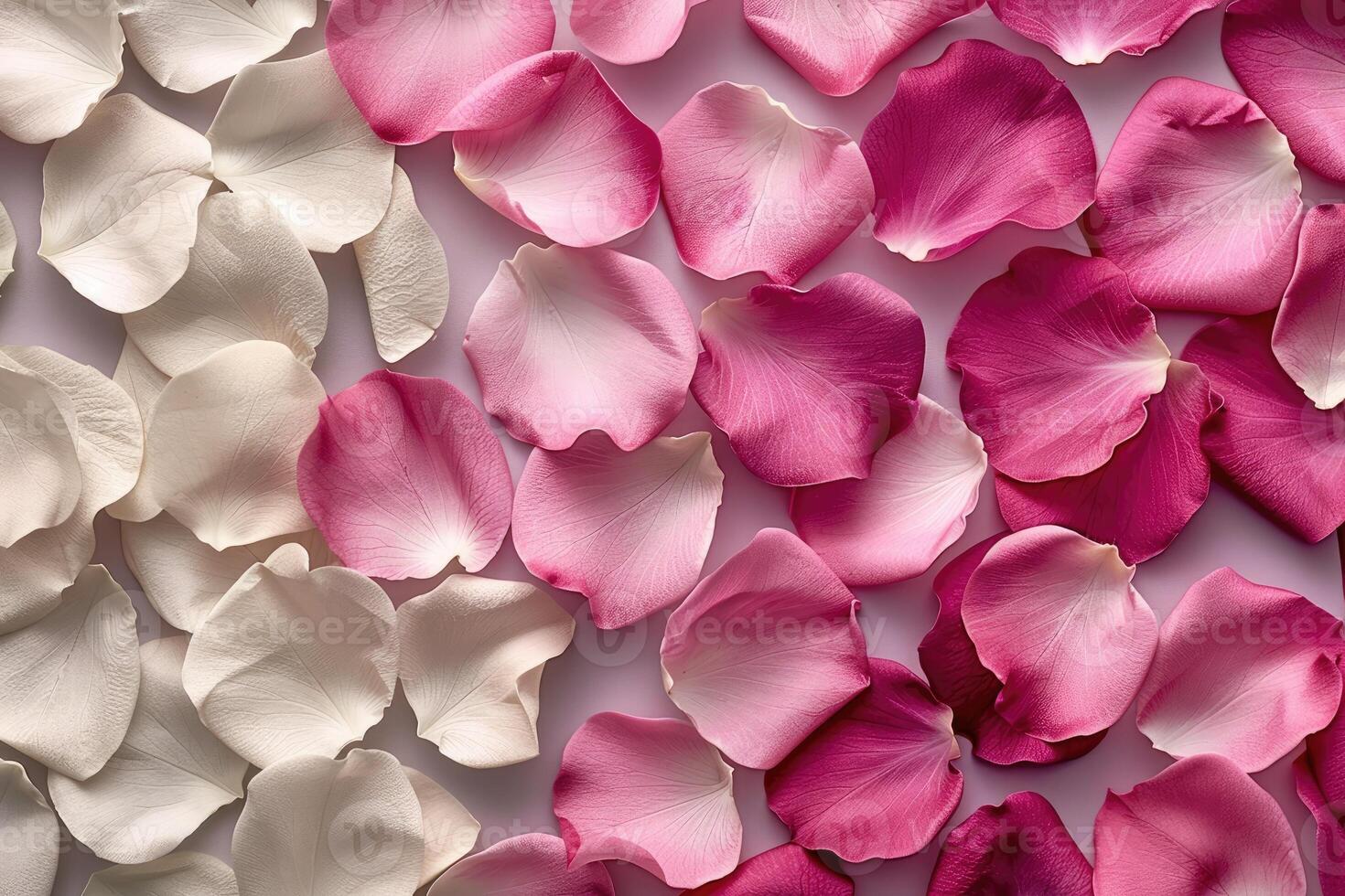 A delicate arrangement of pink and white rose petal photo