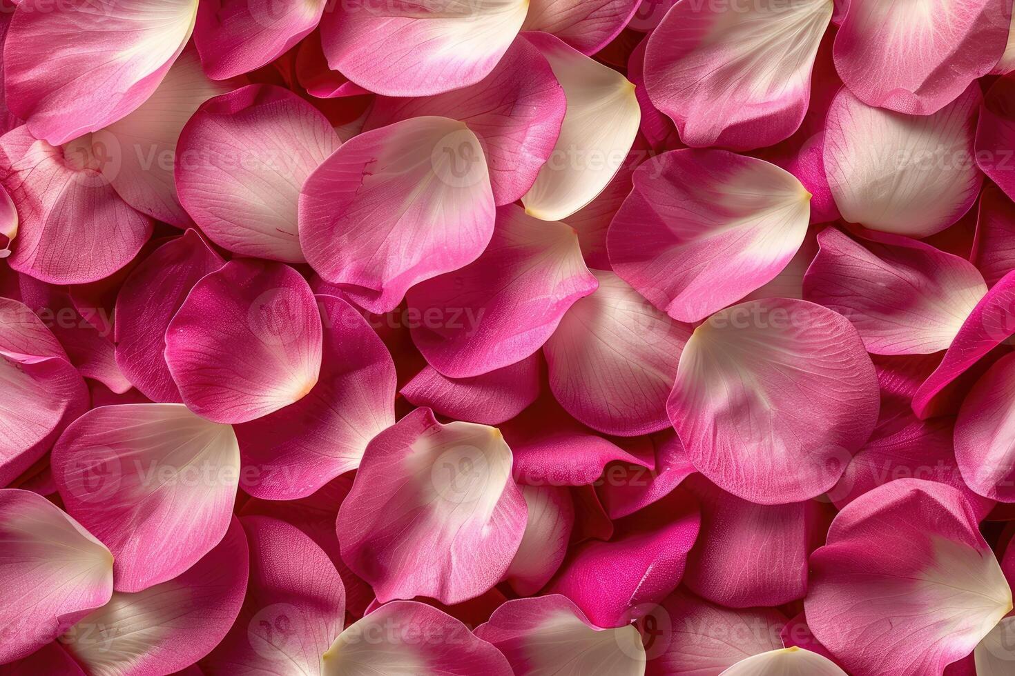 Close-up view of many delicate rose petals. photo