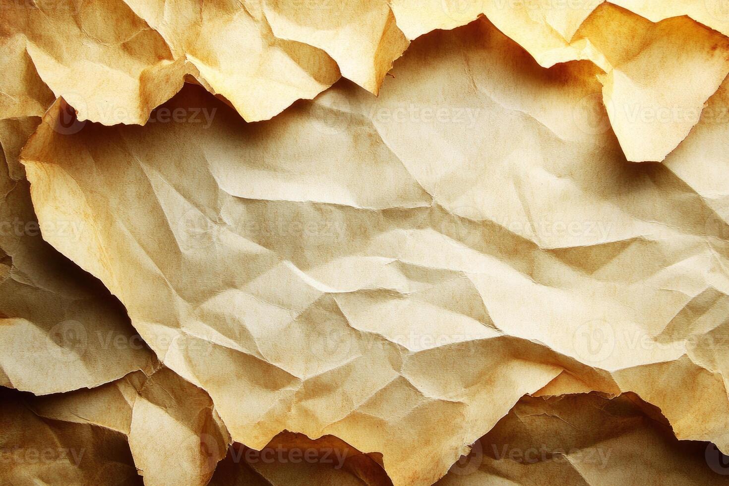 Detailed close-up of crumpled, aged paper textures. photo