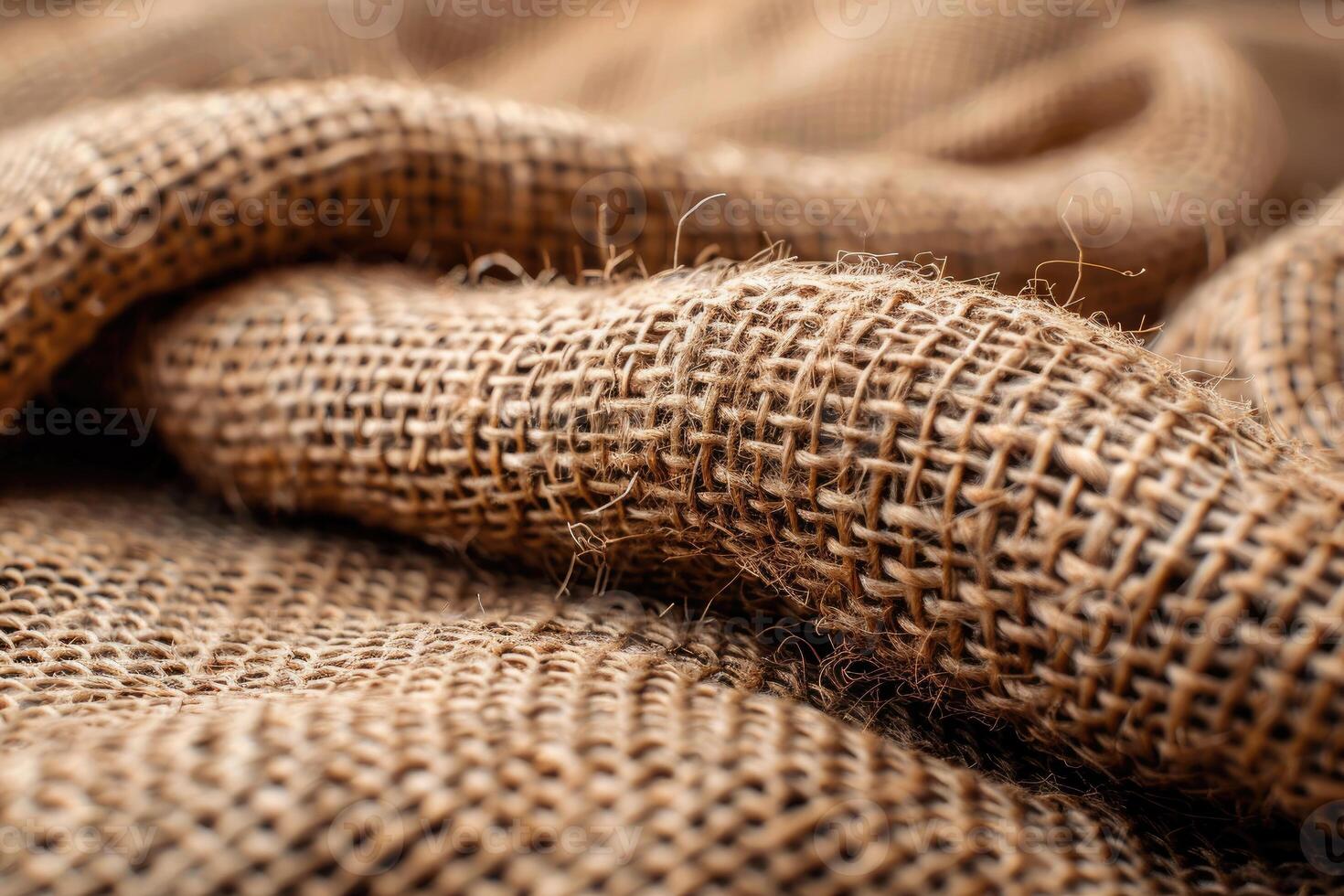 Close-up view of a natural burlap fabric texture. photo