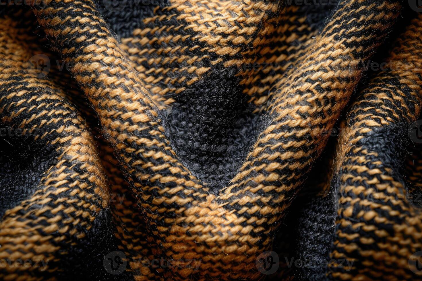 Close-up view of a textured, patterned fabric. photo
