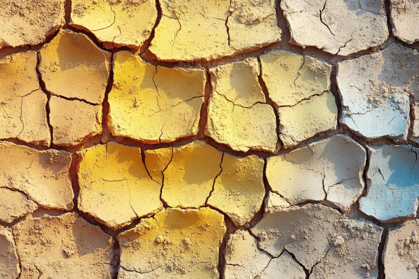 Detailed close-up view of cracked earth. photo