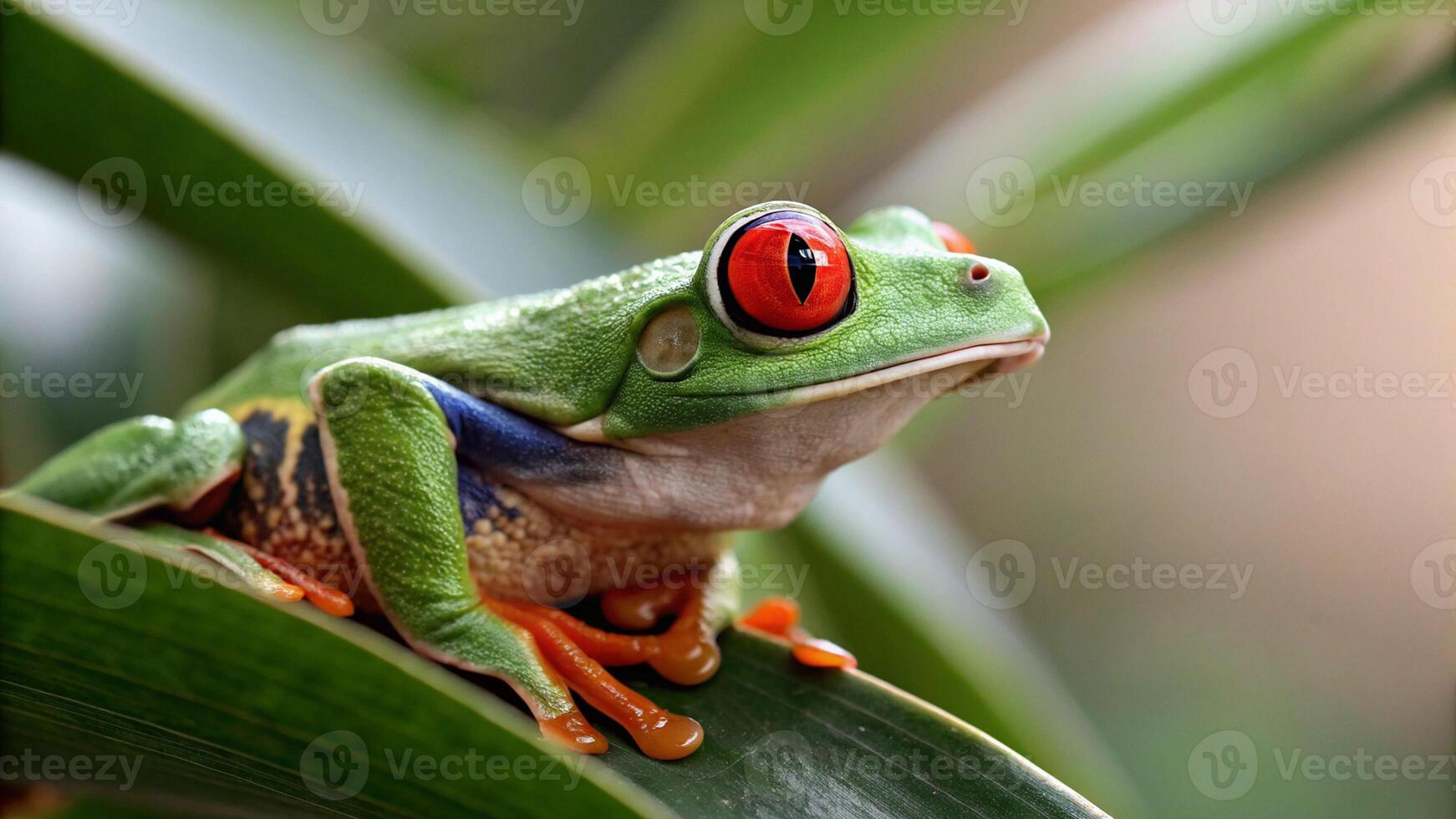 A red eyed tree frog macro shot close up vibrant photo