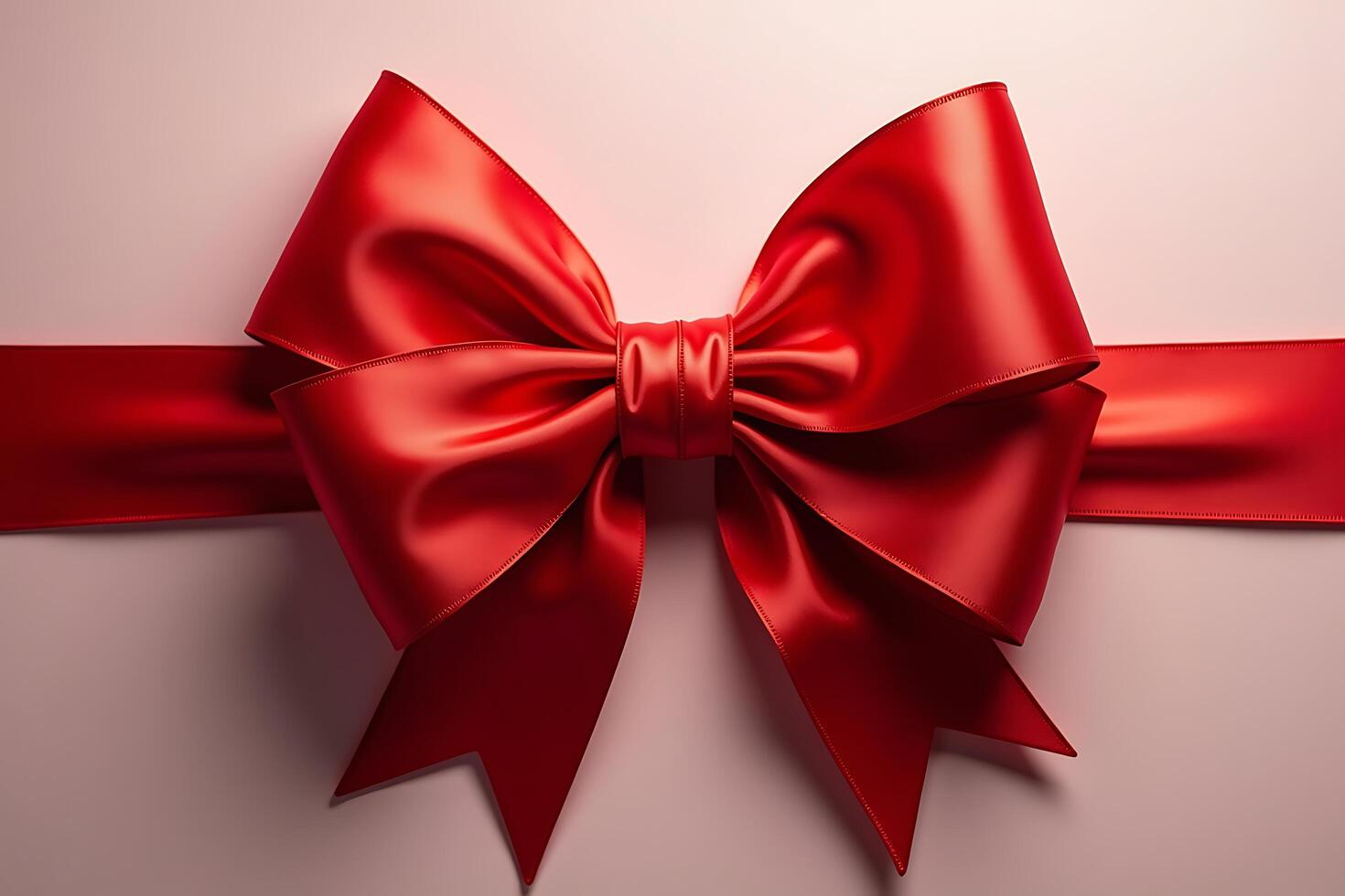 A visually stunning studio shot of a vibrant red satin ribbon bow against a soft pastel background. photo