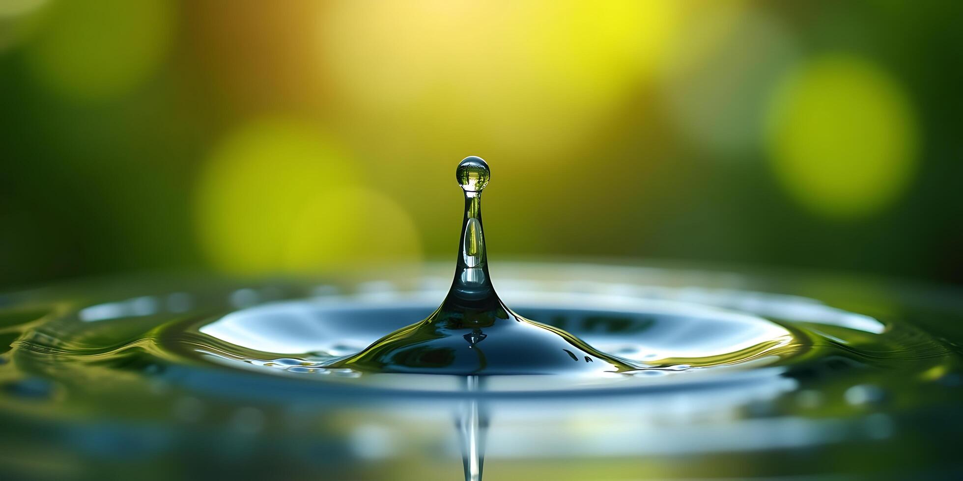 Captivating macro photography shot of a water drop impacting the liquid surface with beautiful reflections photo