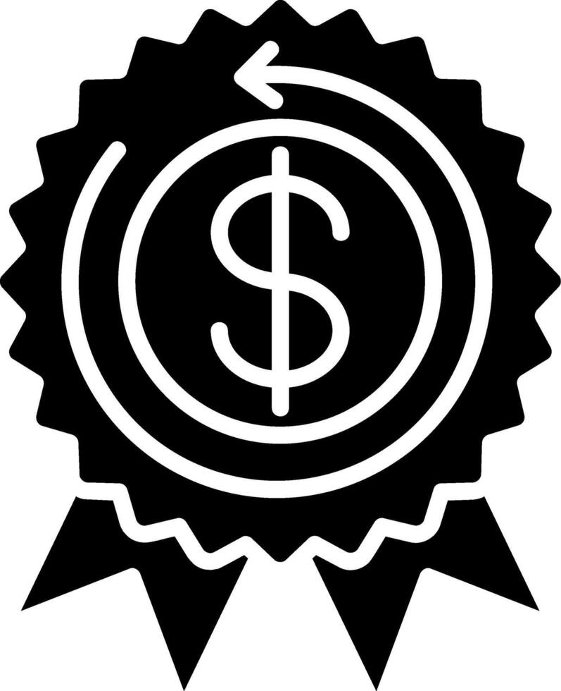 A black and white icon of a dollar sign vector