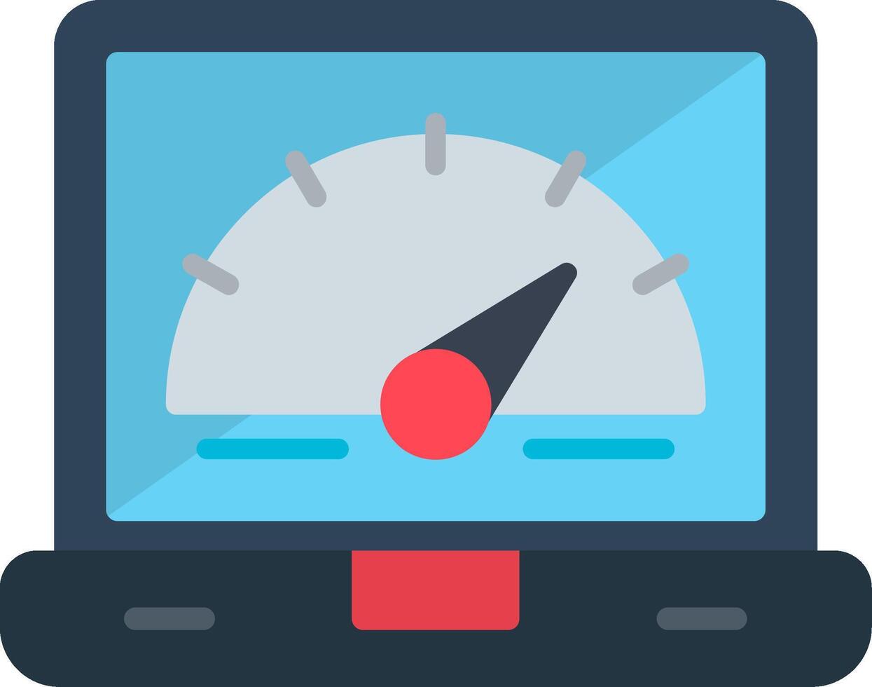 A laptop with a speedometer on it vector