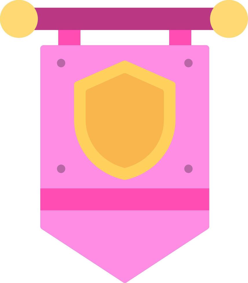 A pink shield with a yellow border vector
