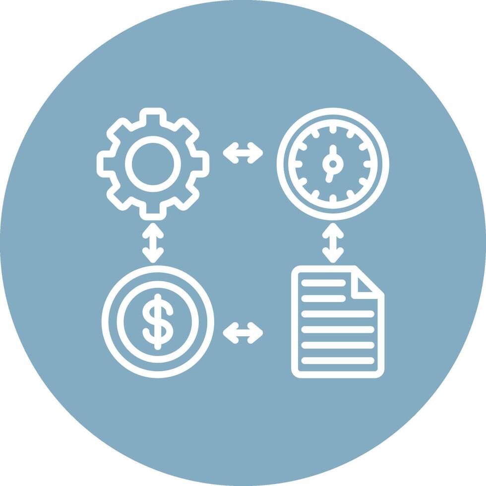 A white icon with a clock, money and a document vector