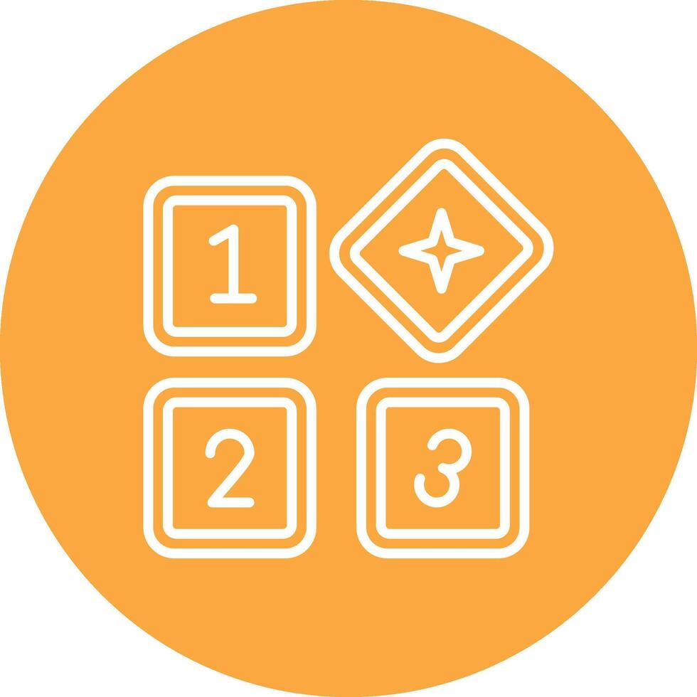 A white circle with four squares and a number on it vector