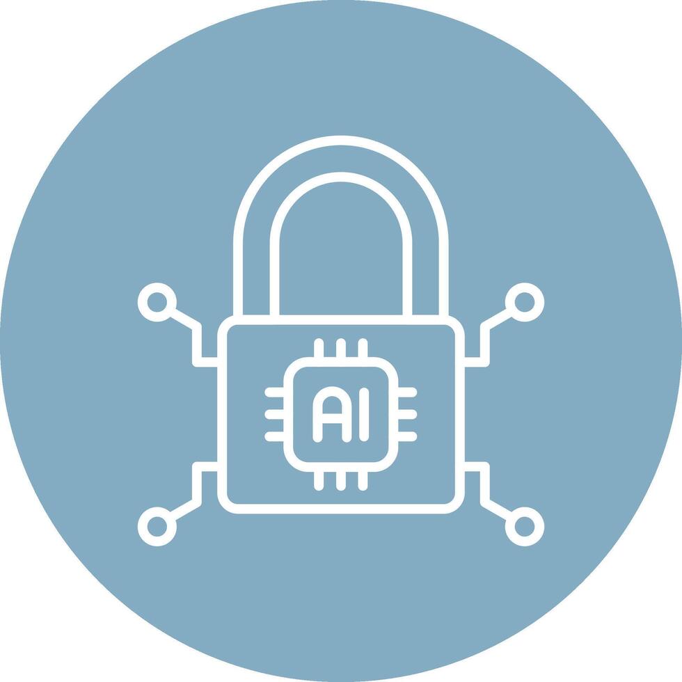 A white padlock with an ai chip inside vector