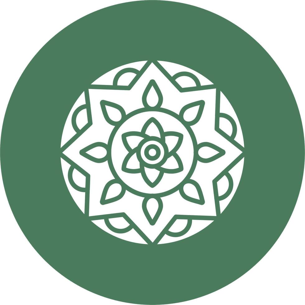 A green and white circular logo with a flower design vector