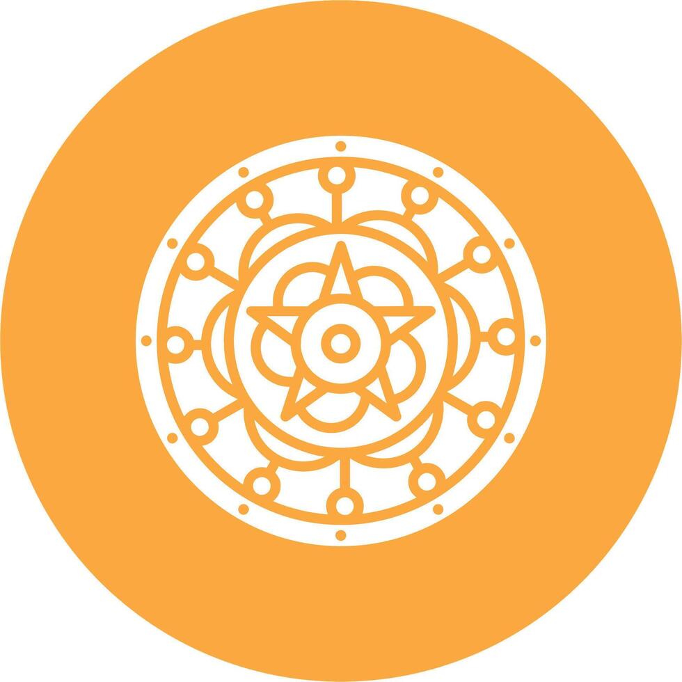 A white and orange circle with a flower in the center vector