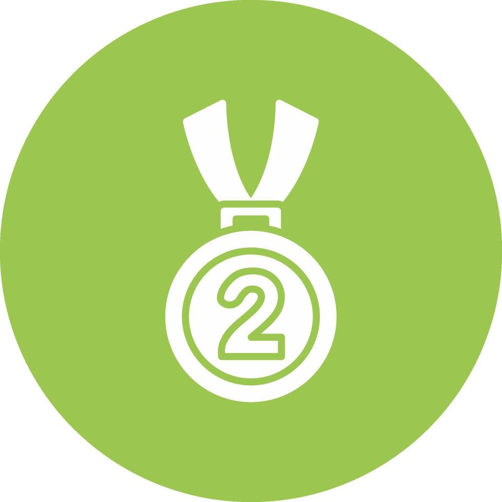 A green medal with the number two on it vector