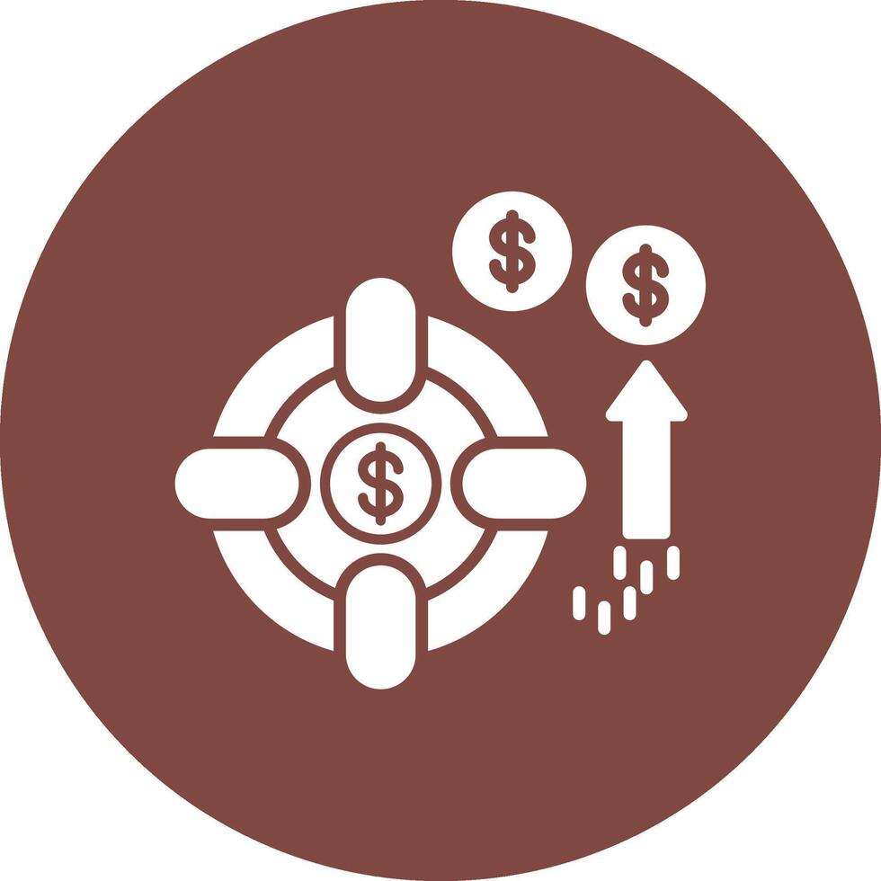 A dollar sign is shown on a circle with arrows pointing up vector