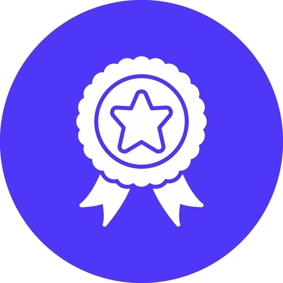 A blue star icon with a ribbon around it vector