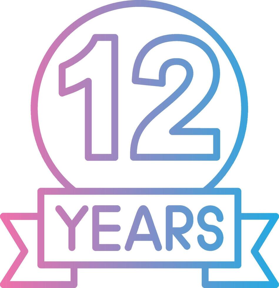 The twelve years logo with a ribbon and a ribbon vector