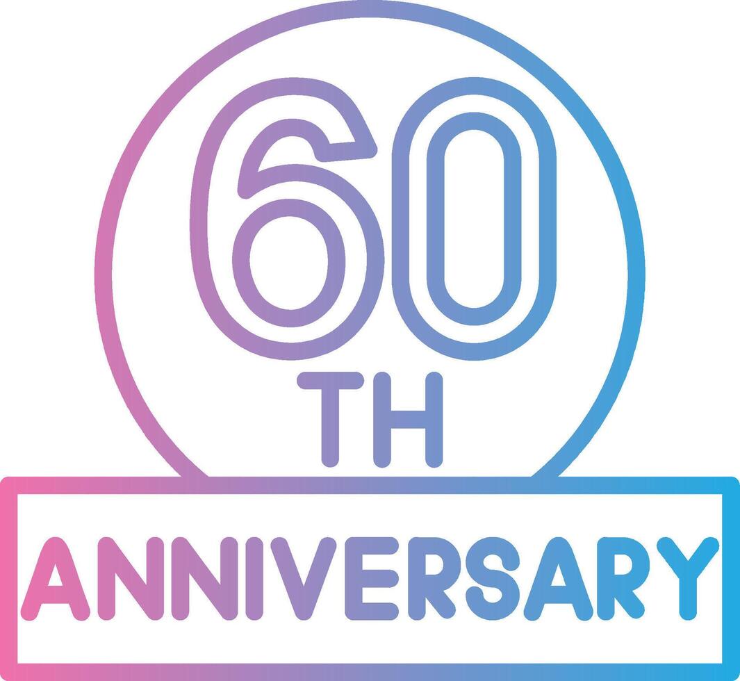 60th anniversary logo with a blue and pink circle vector
