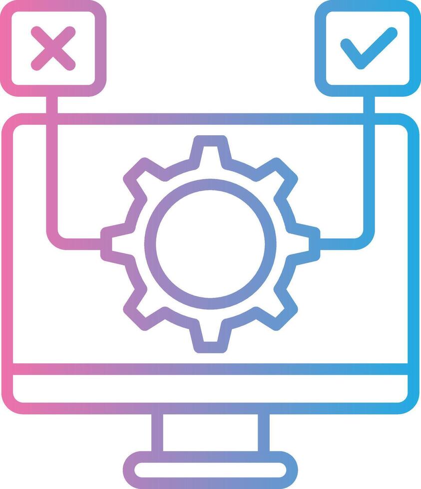 A computer with a gear and check marks vector