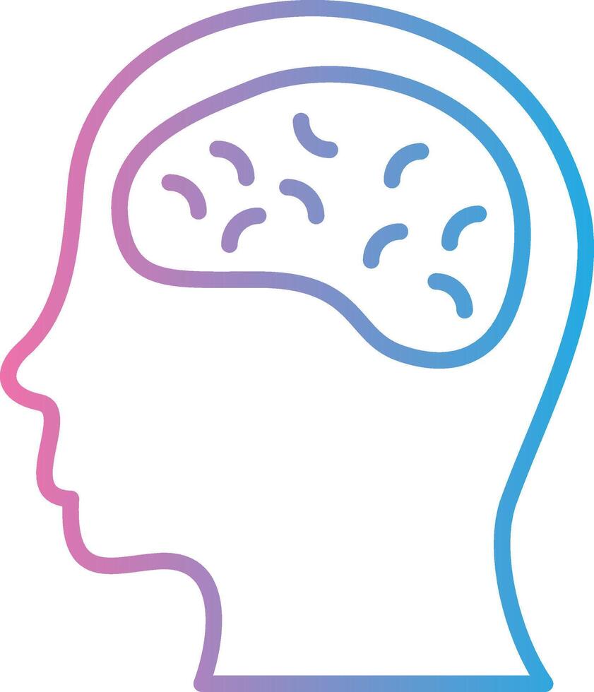 A brain icon with a blue and pink outline vector