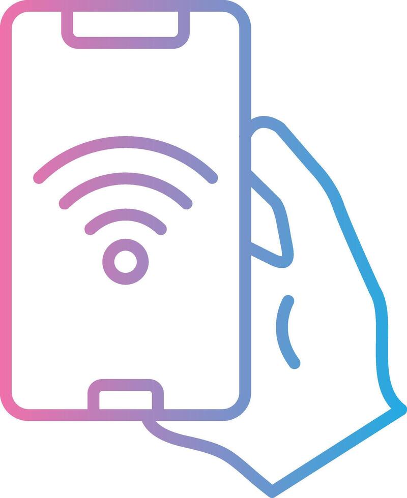 A hand holding a phone with a wifi symbol on it vector