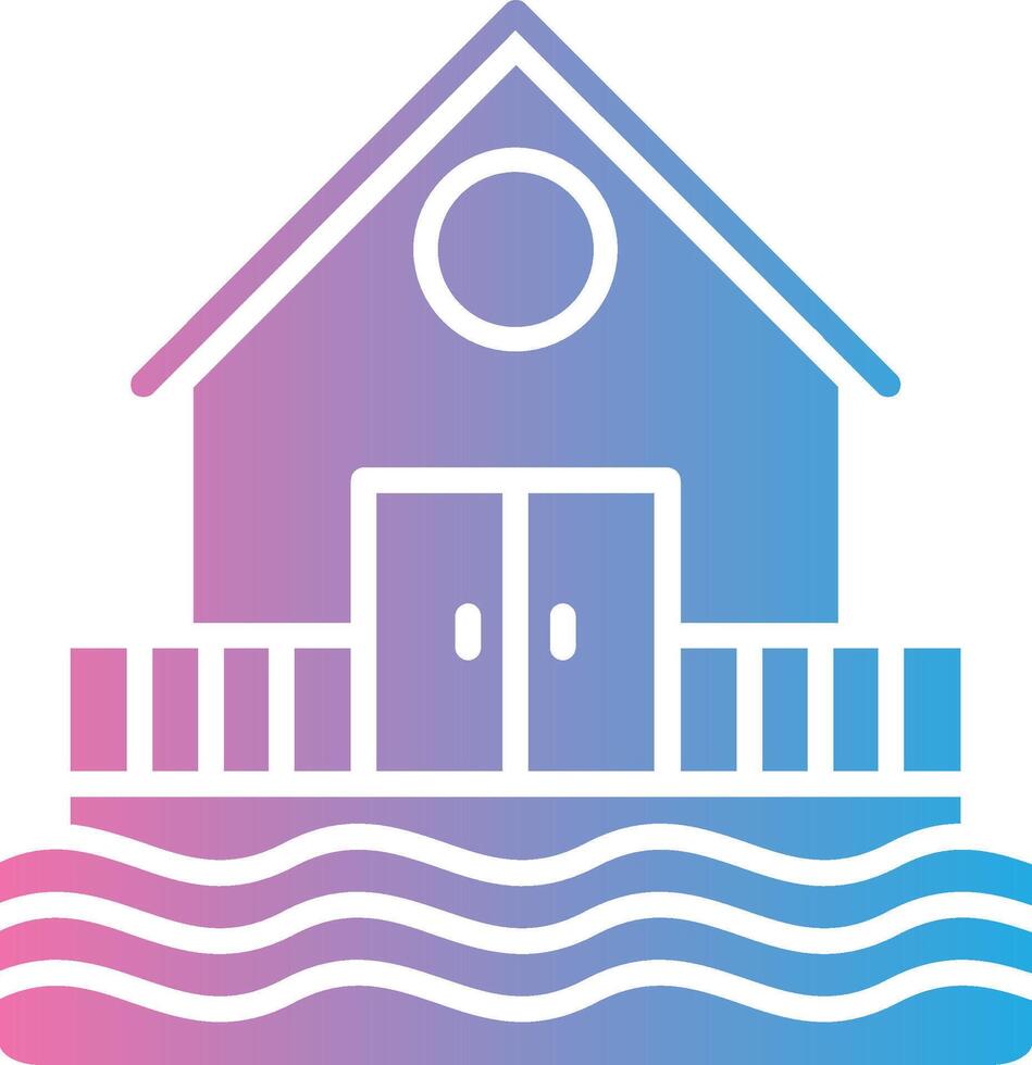 Beach Hut Futuristic App Badge vector