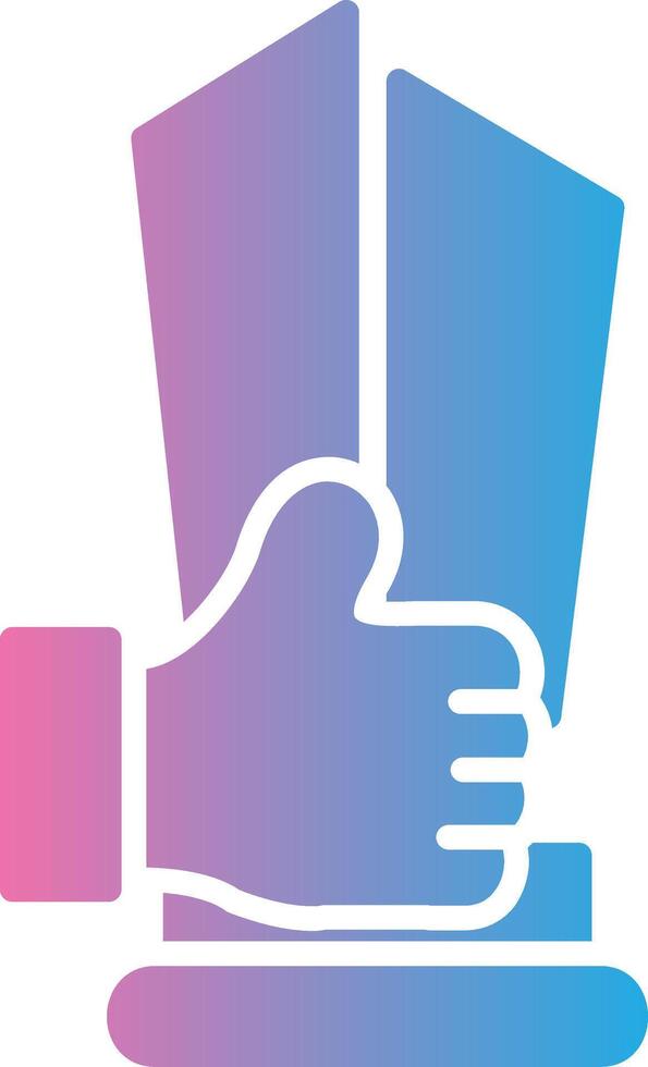 A hand holding a trophy with a thumbs up vector
