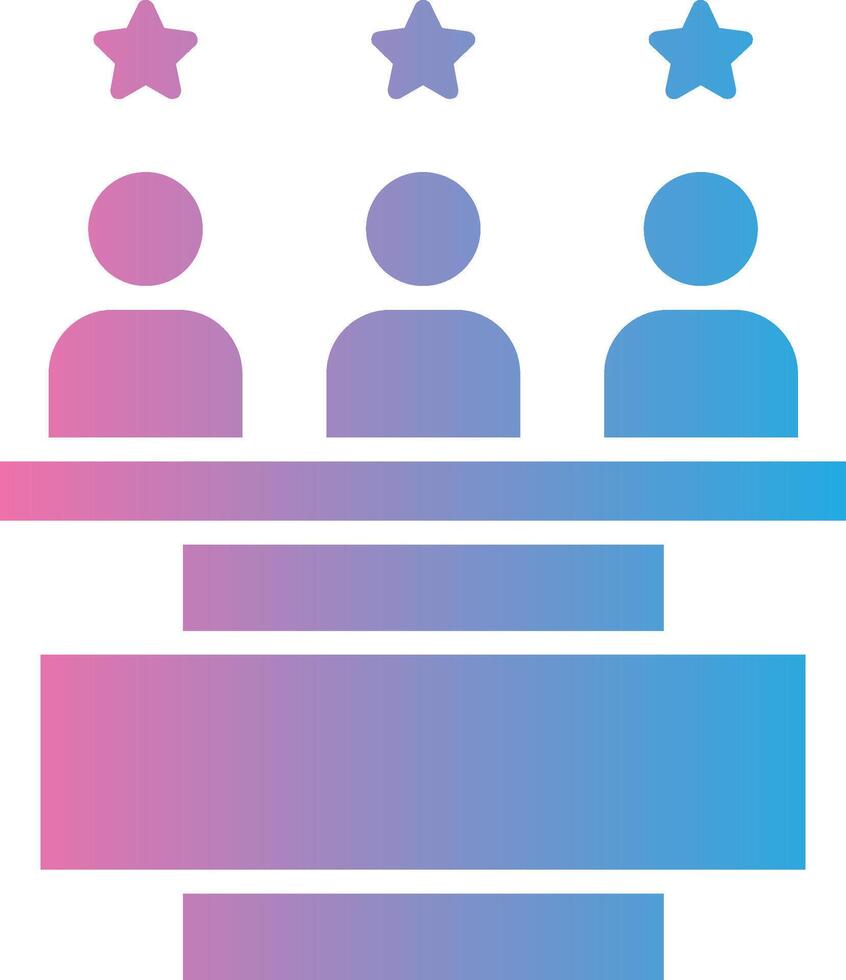 A group of people sitting at a table with three stars vector