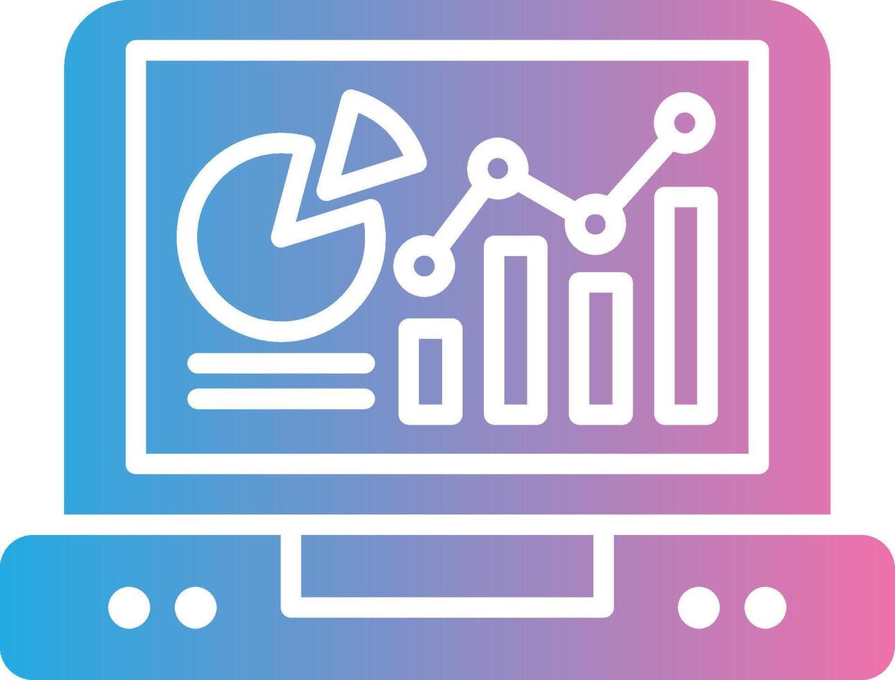 A laptop with a graph on it vector